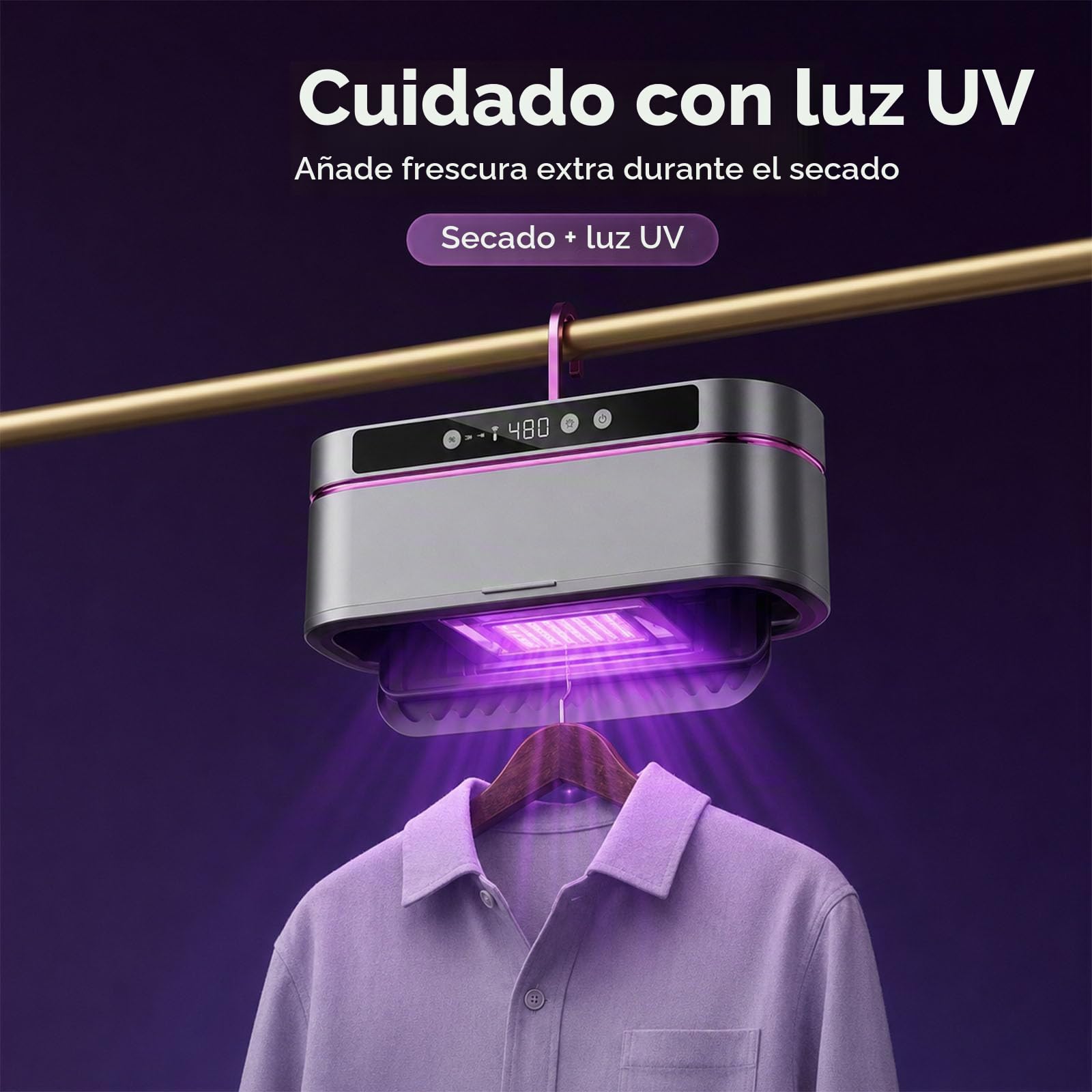 Secadora De Ropa Compacta Con Mando a Distancia,Zapatos y Edredones | Todo Un Solo Aparato,Cuenta Con 2 Niveles De Temperatura y 8 Ajustes De Temporizador,Ideal Para Viajes y Uso Doméstico