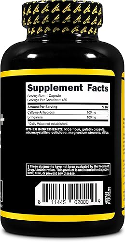 Miniatura 4 de Primaforce Cafeína con L-teanina, 100 mg de cada una, 180 cápsulas, 180 porciones, sin OMG, sin soja y sin gluten