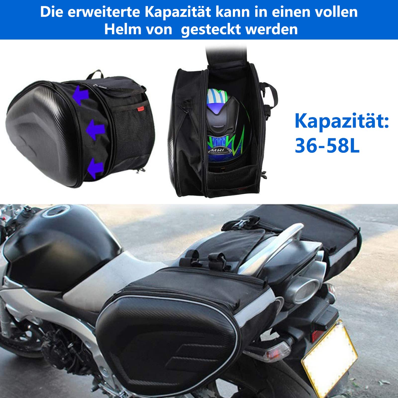 Bolsa trasera de motocicleta bolsa de sillín bolsillo lateral para enviar cubierta impermeable puede poner casco motocicleta bolsa universal trasero