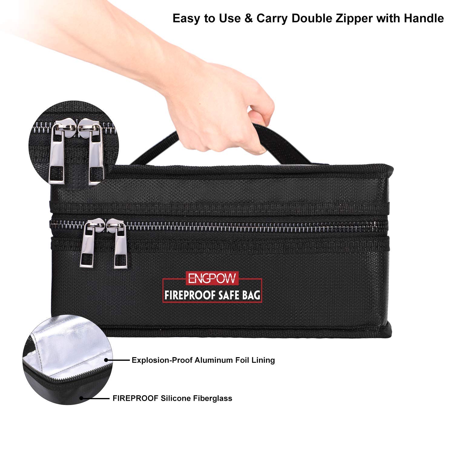 Fireproof Explosion proof Lipo Battery Safe Bag Grey price in Saudi