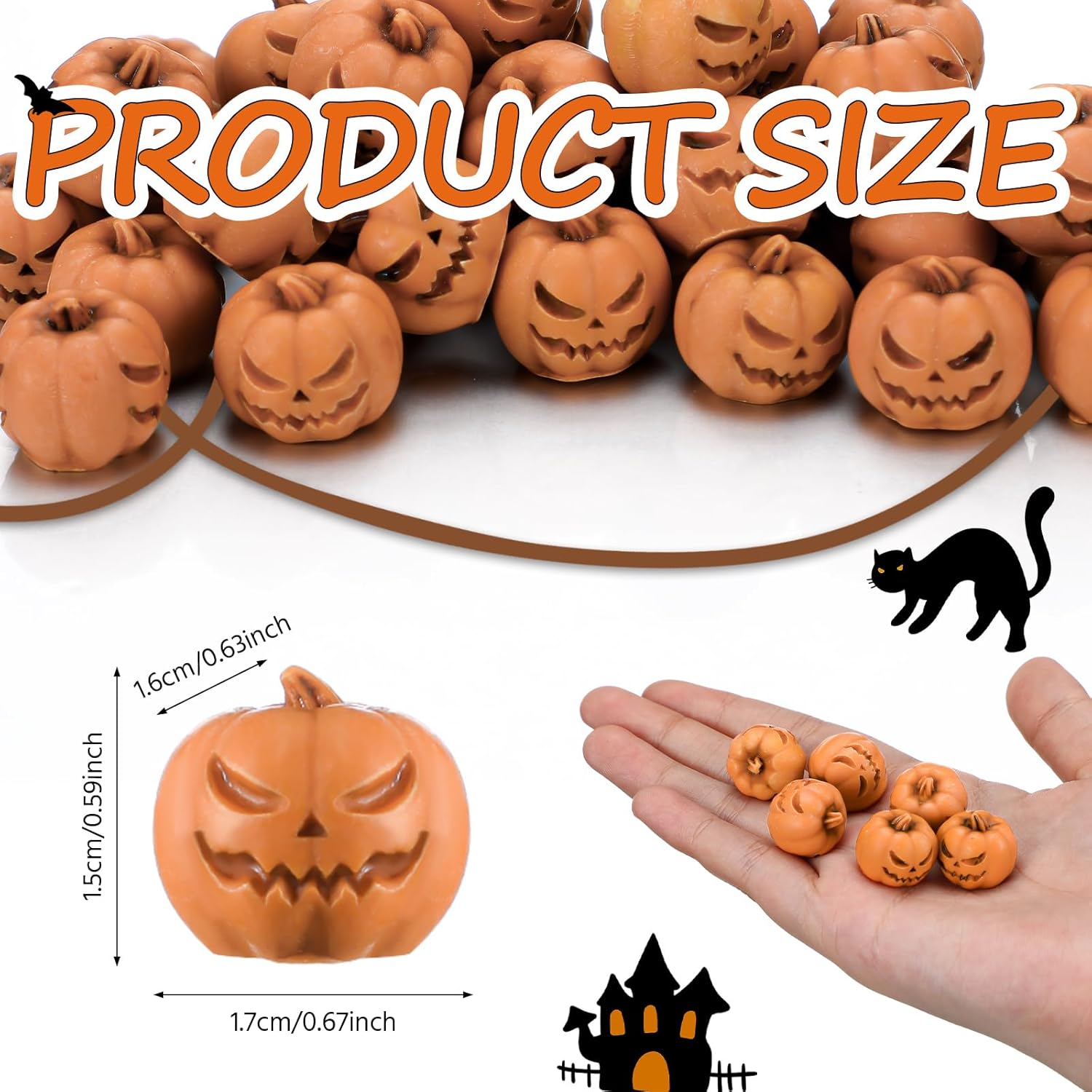 40 Pcs Halloween Mini Pumpkin Skull Figurines Bulk, Resin Small Skeleton Pumpkins Head Statues for Decoration Craft Miniature Realistic Fake Skeleton Figure for Halloween Party Favor Home Table Decor