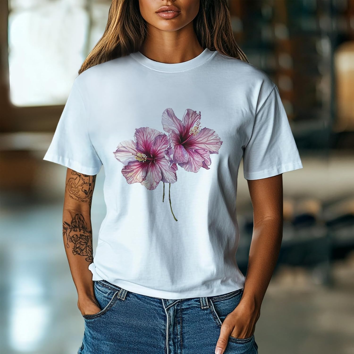 Fashion Women's T Shirts Cotton Crew Neck Short Sleeves Oversized Tee Tropical Graphic Baggy Trendy Tops - Image 2