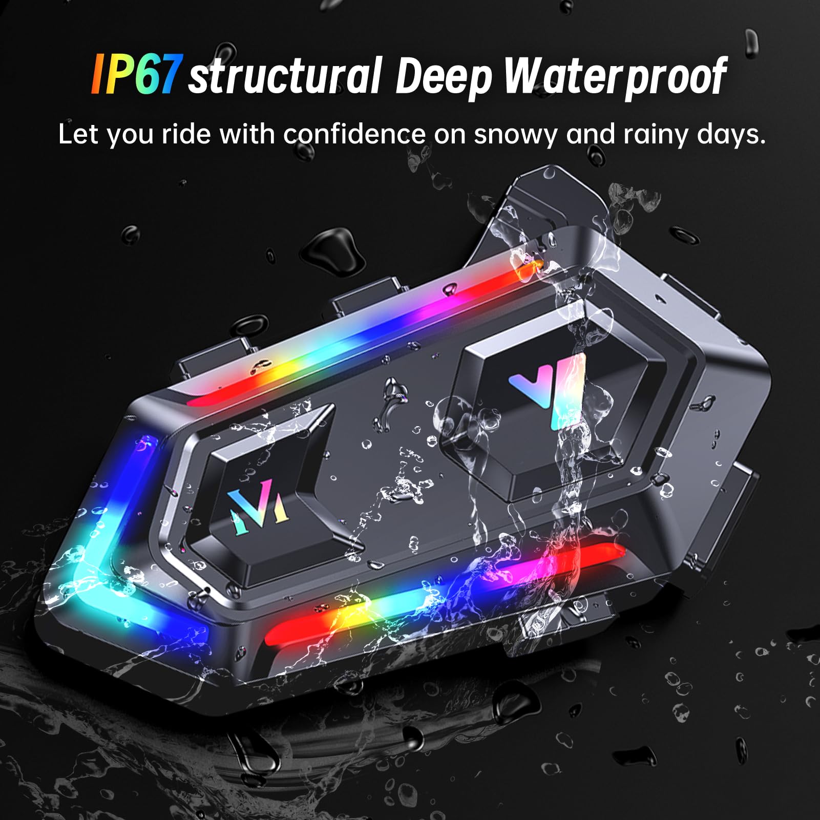 Motorradhelm Bluetooth Motorrad Helm Bluetooth Headset, doppelte Geräuschunterdrückung Helm Kopfhörer Starke Bass/IPX6 wasserdichte Kopfhörer Lautsprecher Kompatibel Alle Helme 1000mAh