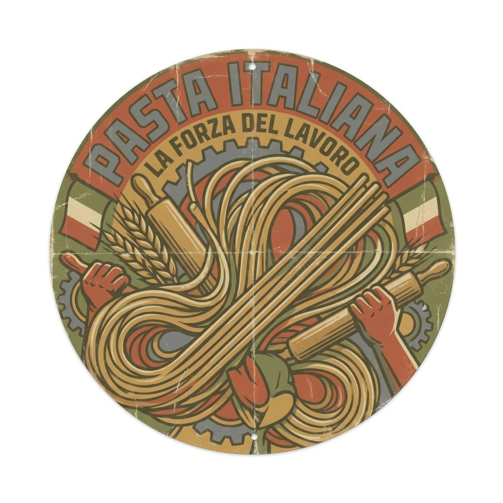 Pasta Street Food Bold Graphic Italian Culture Metal Tin Sign