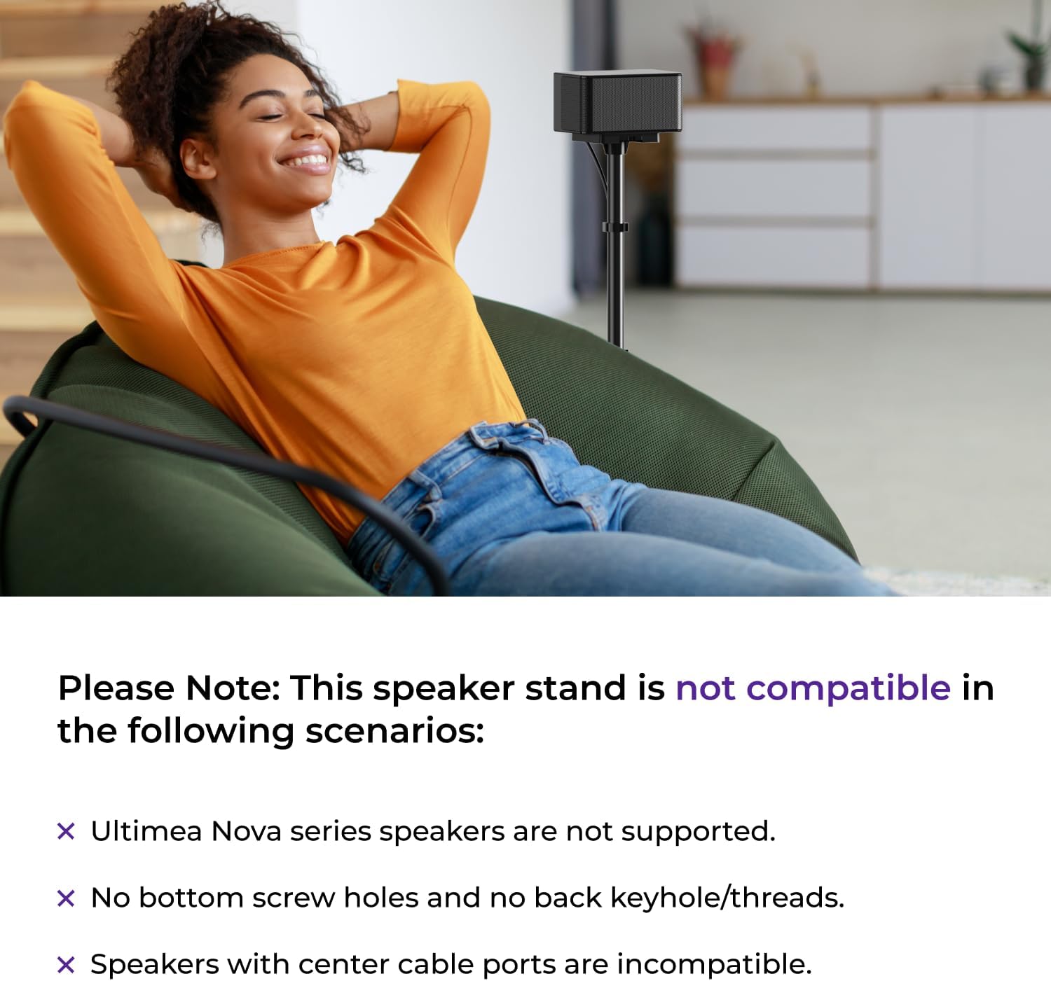 ULTIMEA Adjustable Speaker Stands Pair, Height 24.4"-36.6", Floor Stands for Surround Sound Speakers, Holds 6.6 lbs, Compatible with ULTIMEA Aura & Poseidon, Skywave Series, Steady 310 - Image 9