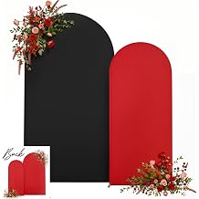 Red Black Arch Backdrop Cover Wedding Arch Covers 7.2 and 6ft Party Arch Backdrop Stand Cover Baby Shower Spandex Birthday Stretchy Photo Arch Covers Set of 2
