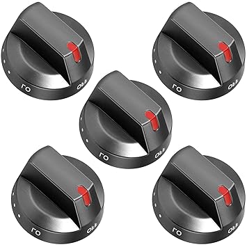 ?Upgraded? DG64-00473B Black Reinforced Stainless Stove Knob Replacement for Samsung Range Oven Gas Stove Knob NX58J5600SG, NX58J7750SG, NX58K7850SG, NX58M6850SG, NX58R5601SG, NX58T7511SG. (5 Pack)