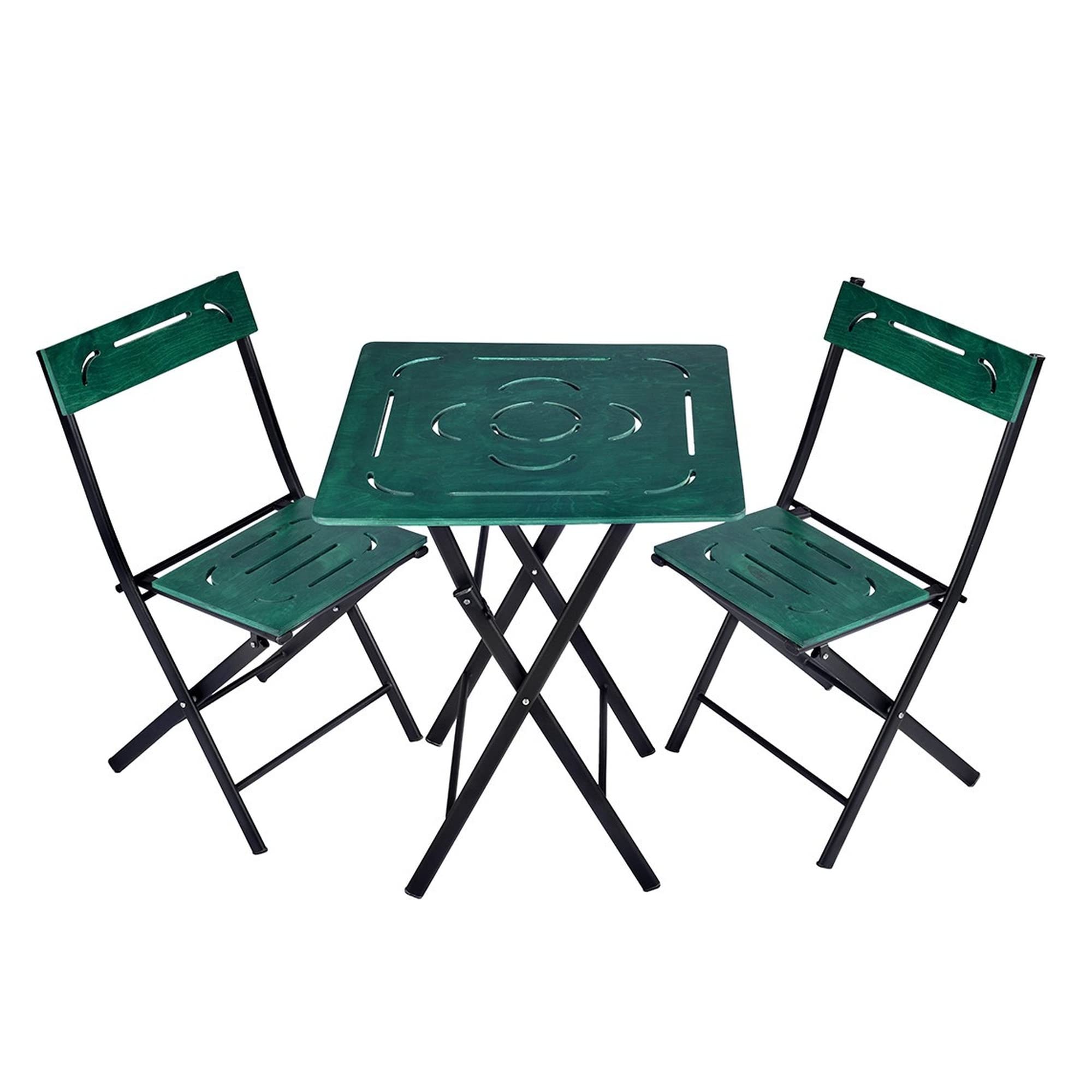 Salon de jardin vert résistant aux intempéries avec table et chaises