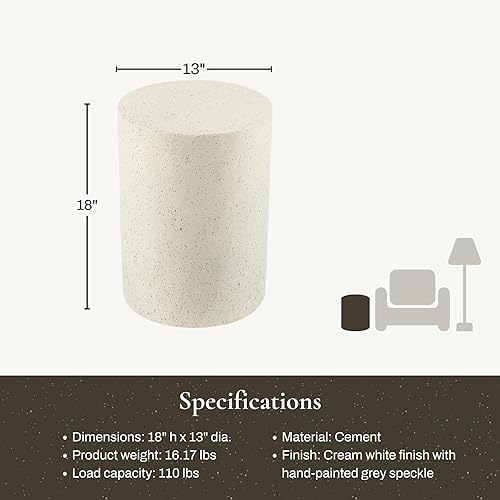 Miniatura 2 de LuxenHome - Mesa auxiliar para exteriores, mesas auxiliares de cemento de 18 pulgadas para patio, mesa decorativa de jardín, modernas mesas