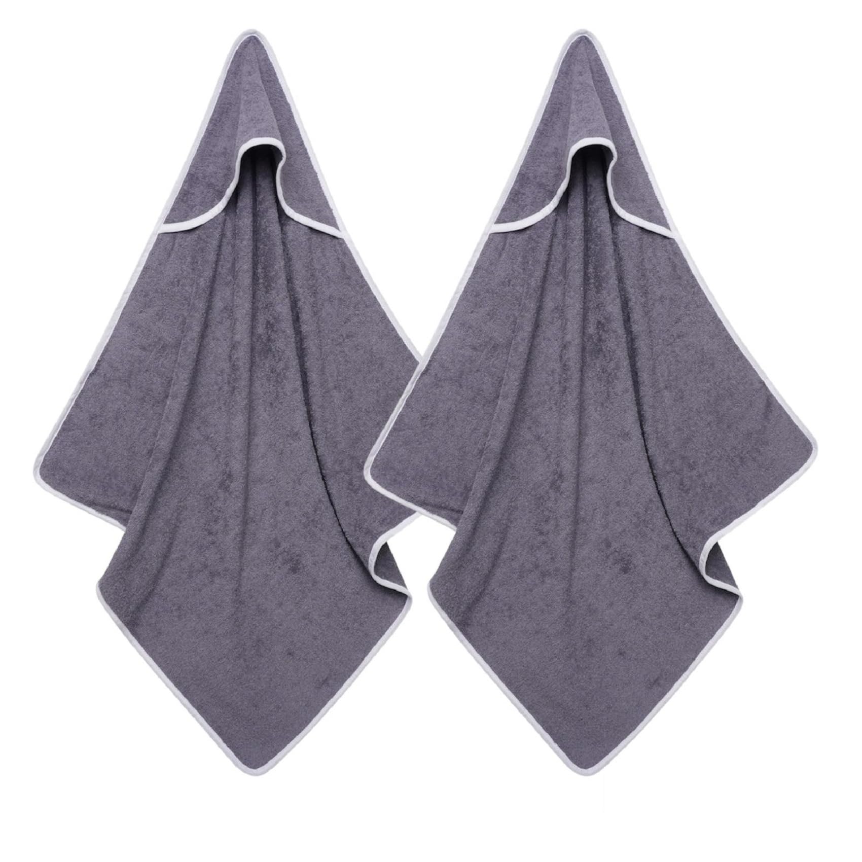 Sasma Home Lot De 2 Serviettes à Capuche Bébé 75x75 Cm – 100% Coton Doux Et Absorbant Blanc/Gris