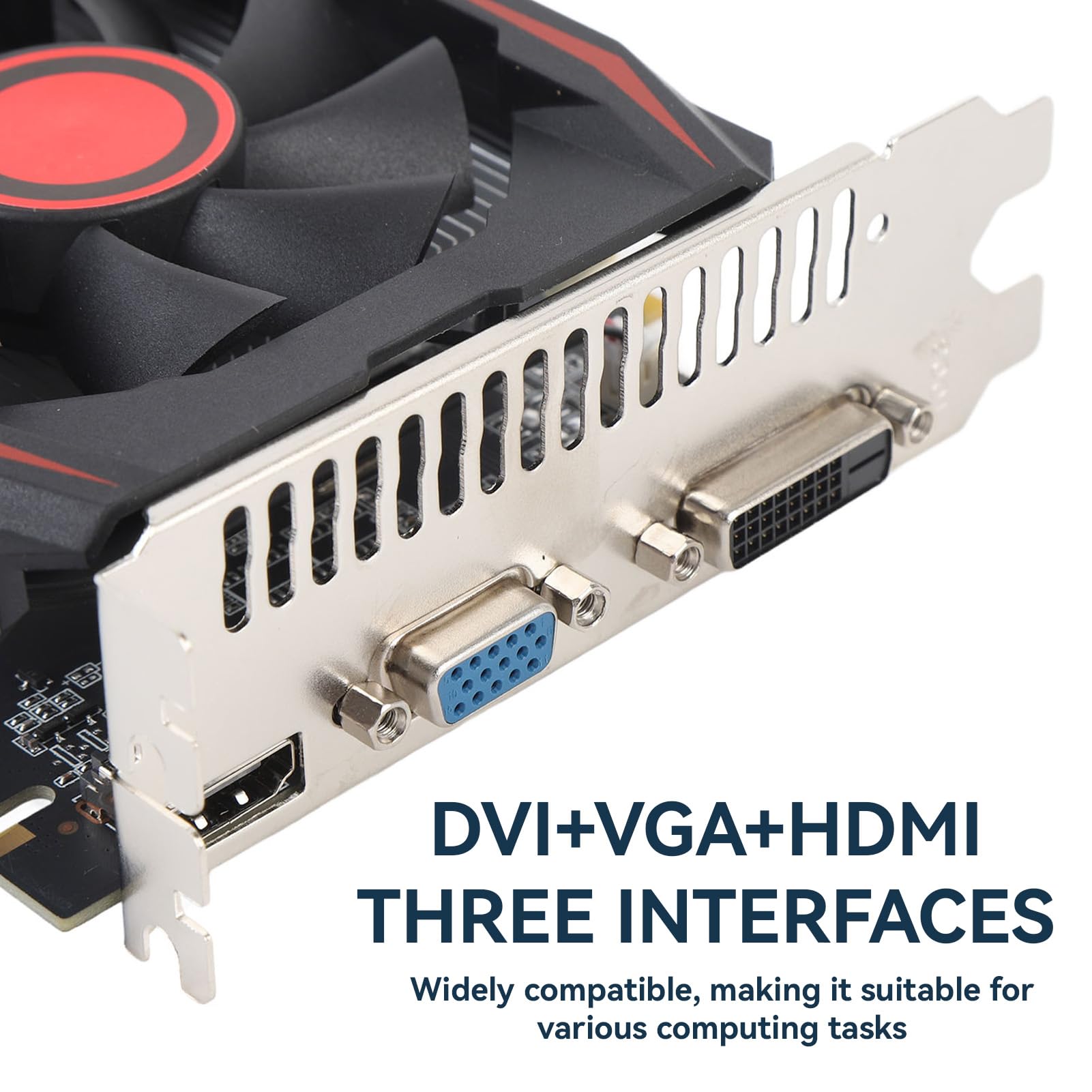 HERCHR Karta graficzna wideo PC, 6 GB GDDR5 192BIT podwójny wentylator PCIE 2.0 gniazdo 16X obsługuje interfejs multimedialny DVI VGA HD, karta graficzna do gier na komputer stacjonarny