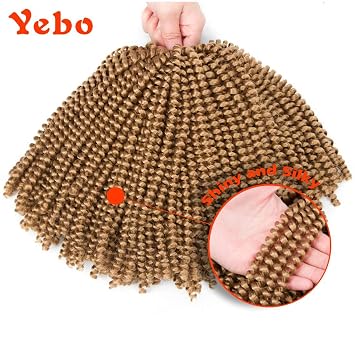YEBO Spring Twist Hair 4 Packs Spring Twists 8 Inch Crochet Braiding Hair Ombre Colors Synthetic Hair Extensions 30 Strands/Pack, 110g/Pack(#27,8Inch)