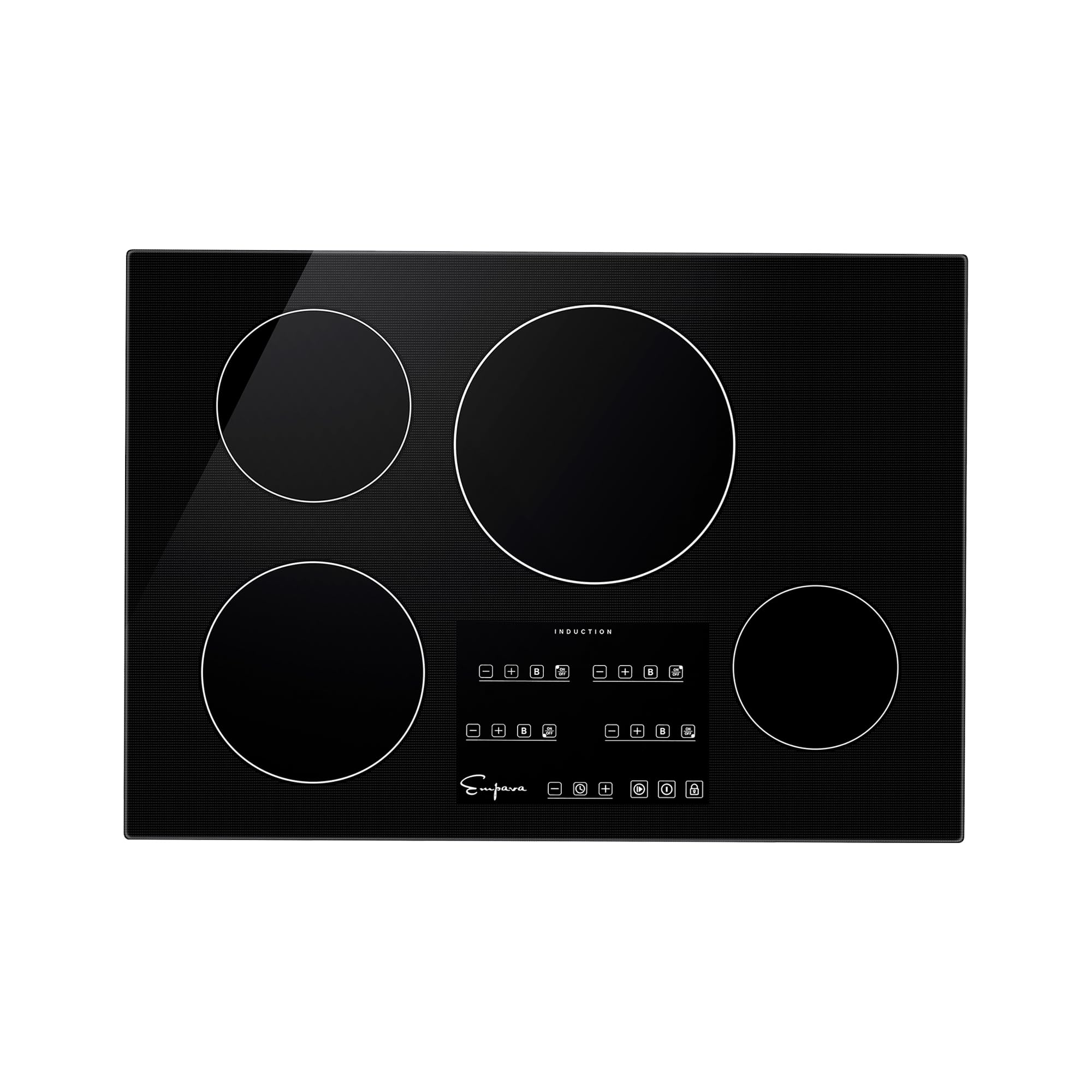 Empava 30 Inch Electric Induction Cooktop Built-in, 4 Zone Smooth Glass Surface, Touch Sensor Control Power Boost, Child Lock, Timer Function, Hardwired Kitchen Appliance