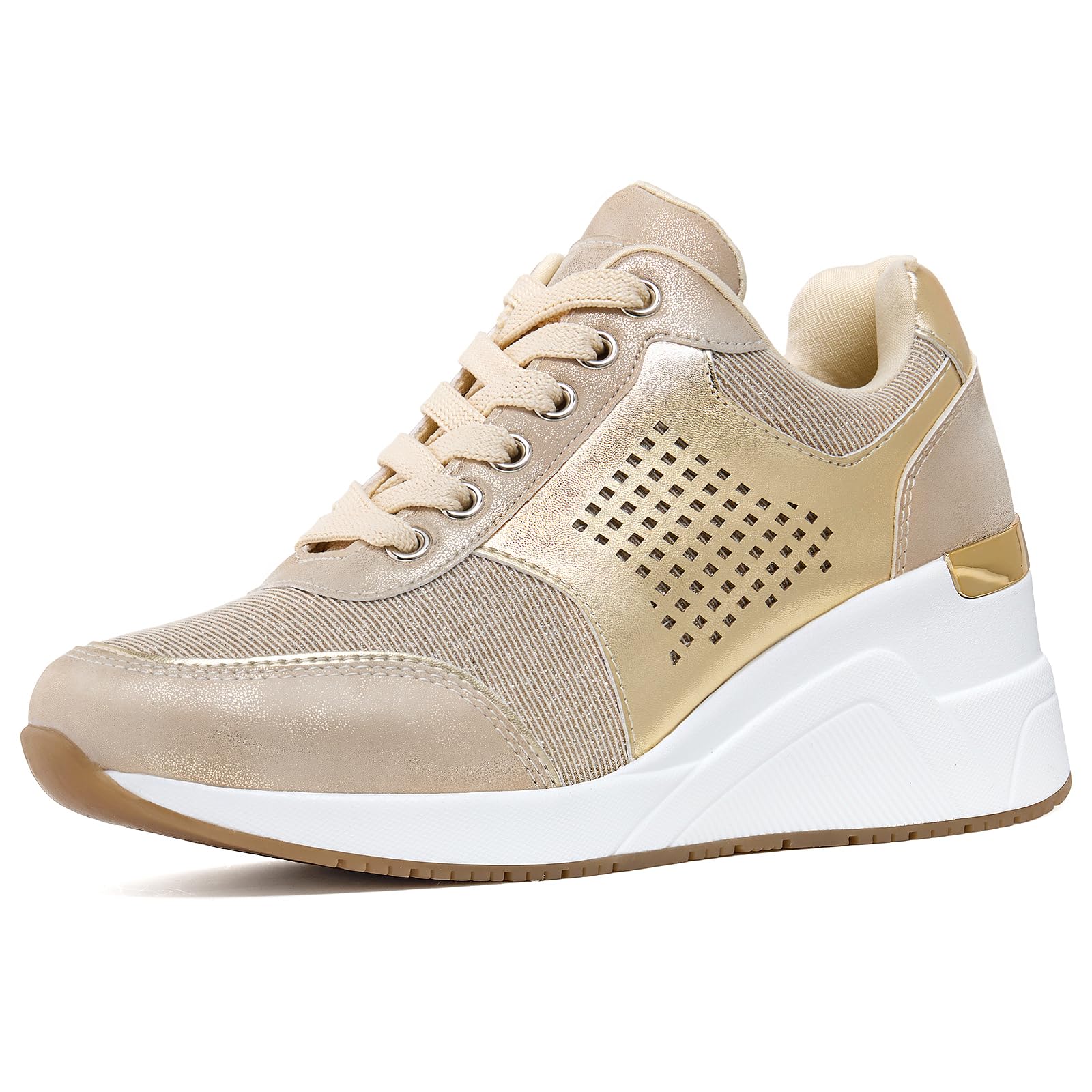 Hidden Heel Wedge Sneakers for Women - Casual High Heel Walking Sneakers and Women Fashion Slip On Sneakers, Breathable and Comfortable