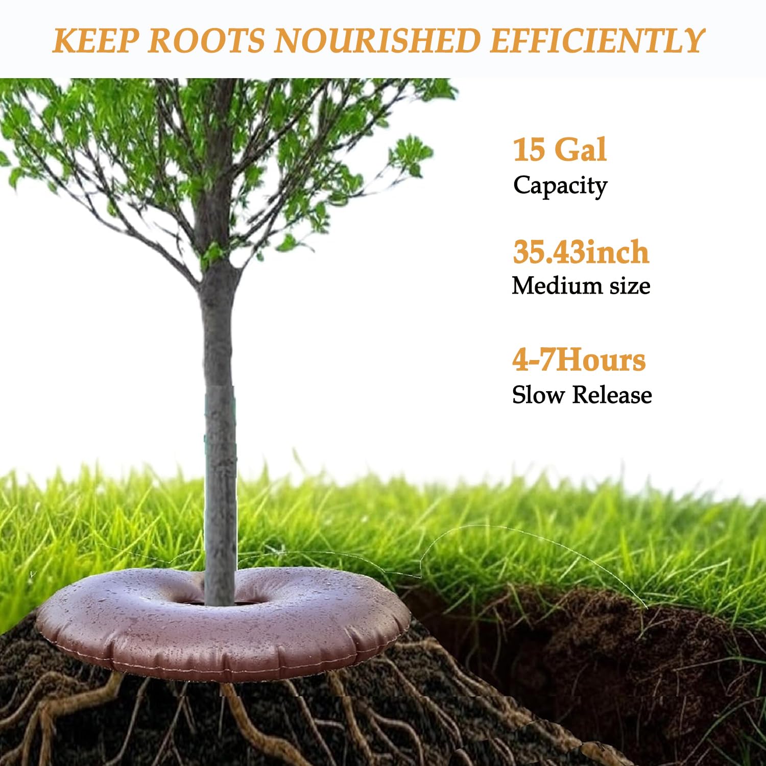 4-Pack 15Gallon Tree Watering Bags/Rings - Deep Root Slow-Release Automatic Drip Irrigation System, Water-Saving Low-Profile Design for Multi-Trunk & Newly Planted Small Trees/Shrubs