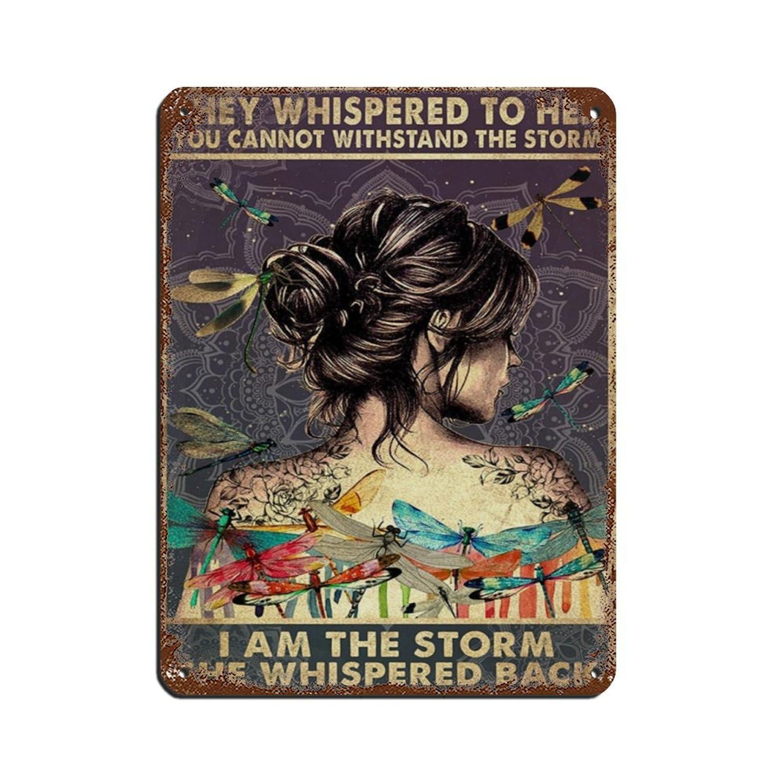 I Am The Storm Dragonfly Mandala Tin Sign Vintage Metal Pub Club Cafe Bar Home Wall Art Decoration Poster Retro 12x16inch(30x40cm)