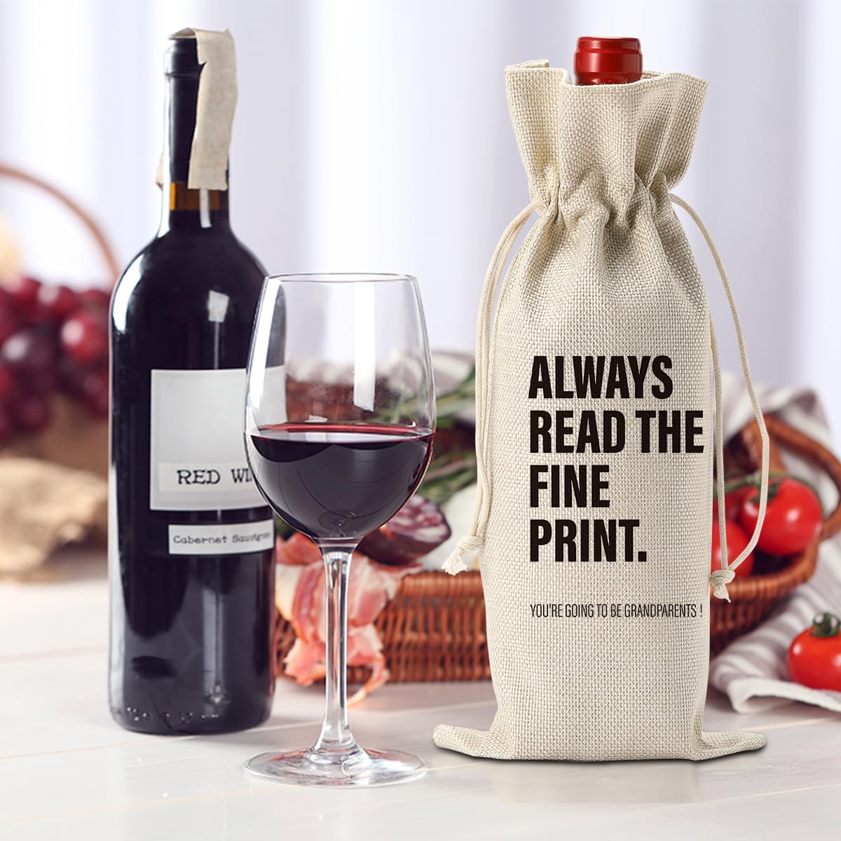 Funny Baby Announcement Wine Bag, Pregnancy Announcement for Grandparents, Pairs well with being Grandparents, Gift for Aunt, Uncle - Image 5
