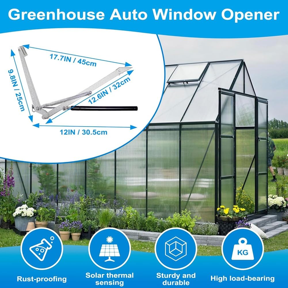 Apertura Automática de Ventanas para Invernaderos Abridor de Ventanas para Invernaderos Doble Resorte Hasta 30 Lbs