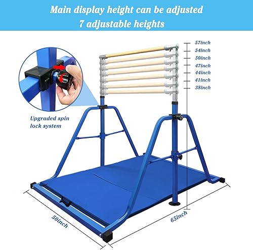Miniatura 3 de Barra de gimnasia plegable y movible, barra horizontal para niños y niñas jóvenes, equipo de gimnasio sin tambaleo para el hogar en interiores,