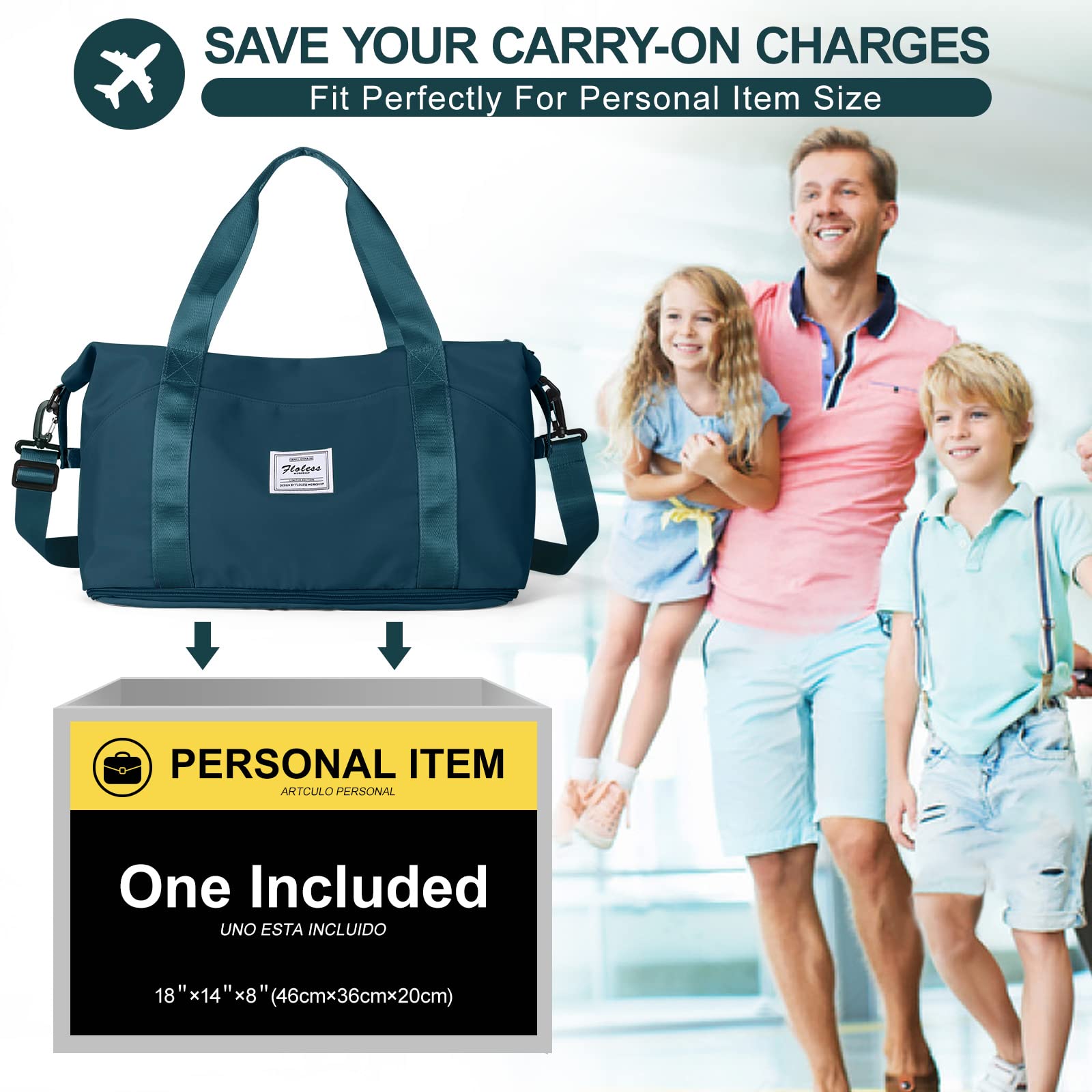Borsone da Viaggio Sportivo Borsone da Palestra Espandibile per Donna Borsa da Viaggio per Aereo Borsa da Spiaggia da Donna con Borsa Bagnata