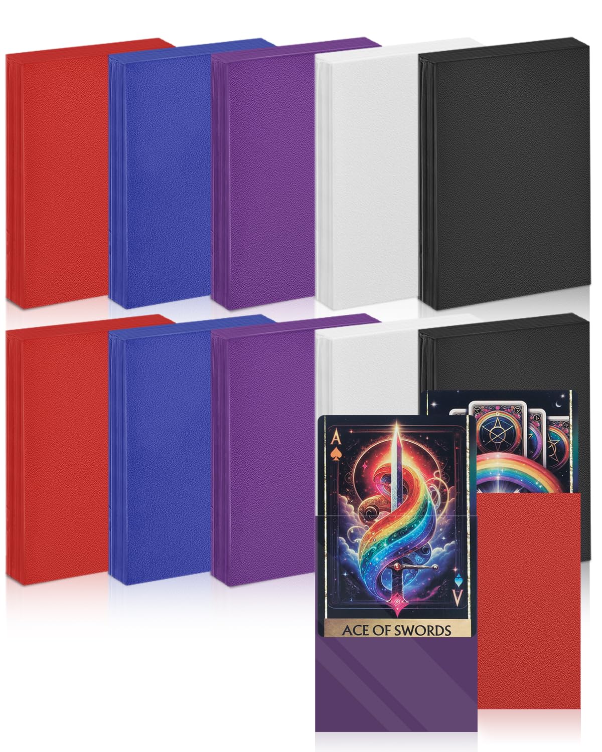 Uniclife 500 Counts MTG Card Sleeves Colored Matte Back Trading Card Sleeves Baseball Card Sleeves Standard Sized Deck Card Protectors for Sports Cards Football Cards Game Cards, 5 Colors, 66 x 91 mm