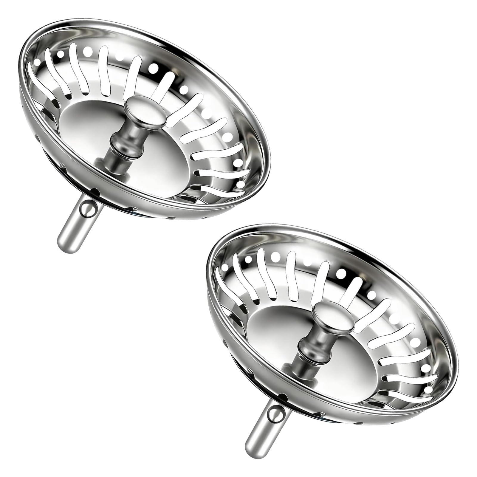 Sink Plug Strainer for Kitchen with Leakproof Rubber Seal | Universal UK Stainless Steel Replacement Basket Filter for Food Waste & Hair Catcher (2, 84cm)