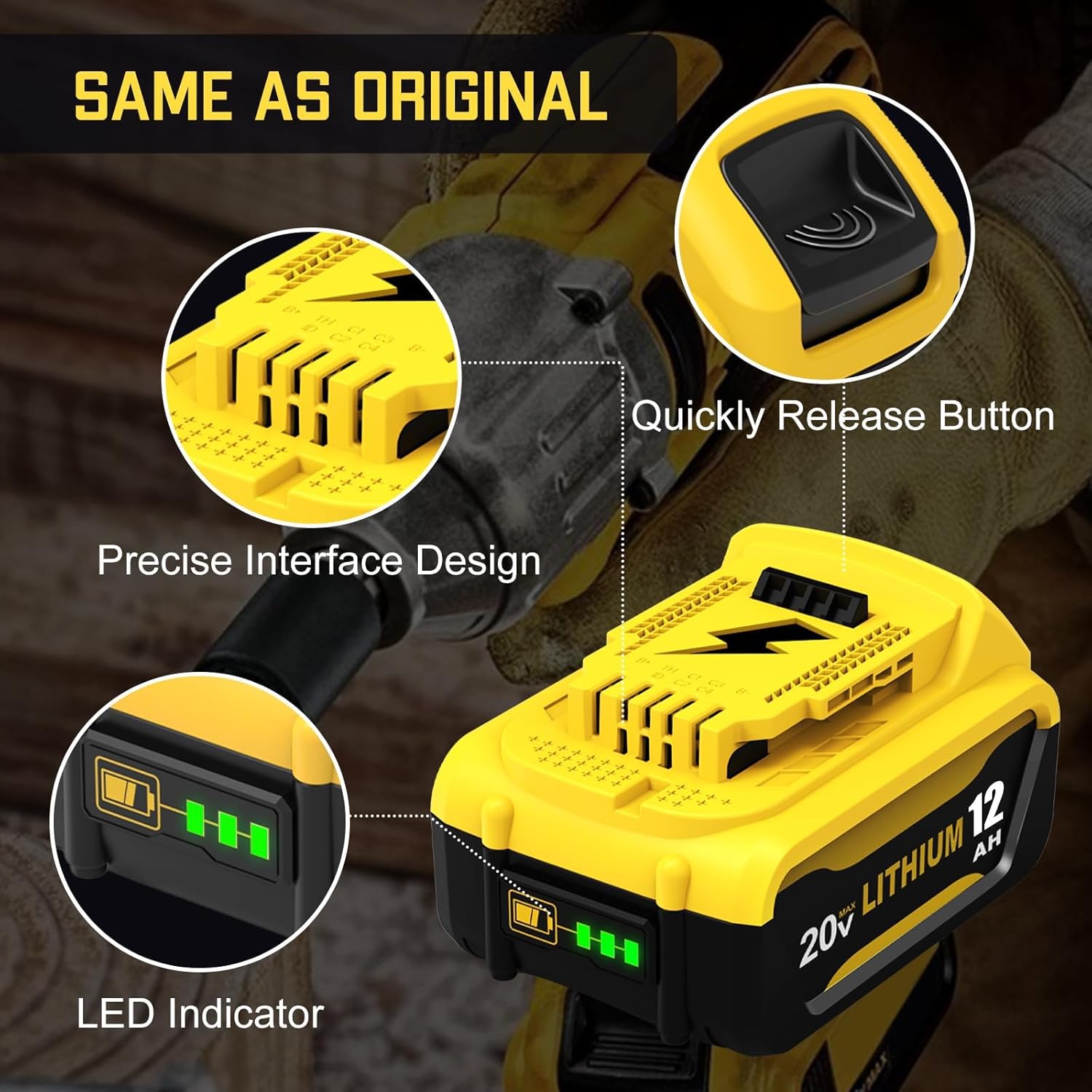 2Packs 12000mAh DCB206 Replacement for Dewalt 20v Max Battery Lithium Compatible with Dewalt 20v Battery 12.0 Ah Compatible with 20v DCB206 DCB201 DCB203 DCB207 DCB204 Power Tools (2Pack)