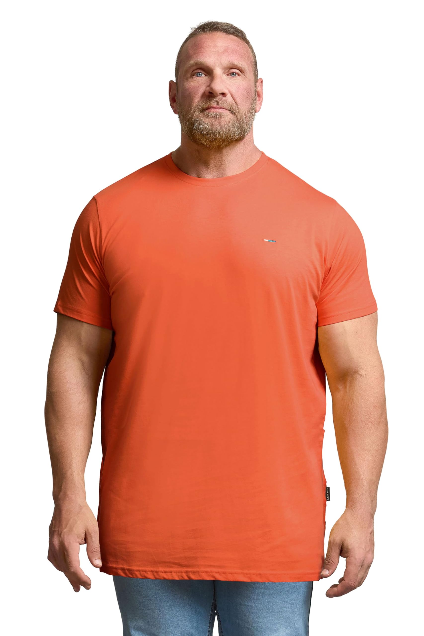 Badrhino Men's Orange Big & Tall Extra Long Core T-Shirt - Plus Size Curve