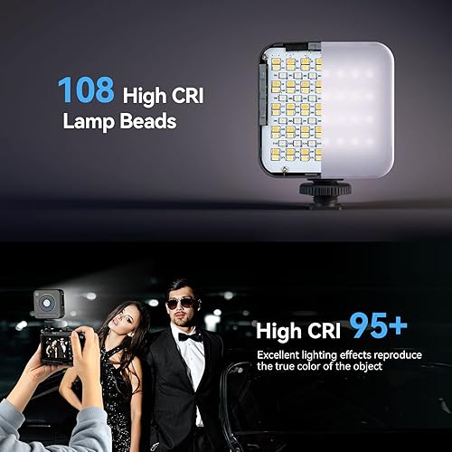 Miniatura 2 de SmallRig Luz de video RGB P108, luces de cámara LED portátil, iluminación de fotografía a todo color de 360° con 3 zapatas frías, panel de luz de