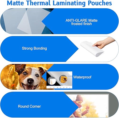 Miniatura 5 de 50 hojas de laminación mate de 8.5 x 11 pulgadas, bolsas de laminación térmica mate (3 mil), 9 x 11-12 pulgadas, láminas de laminado mate tamaño