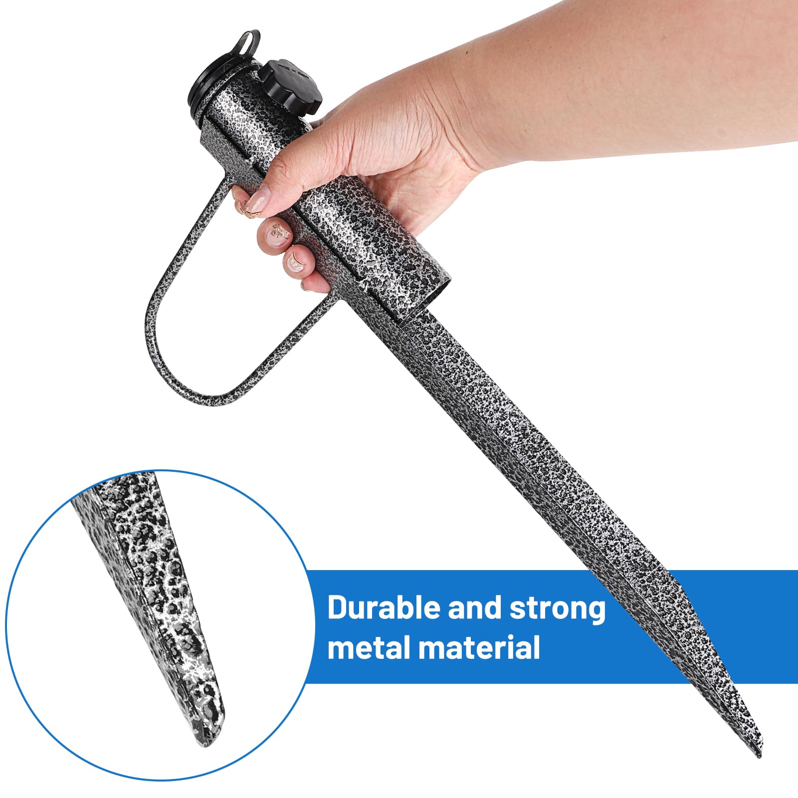 DBREAKS Rasendorn Sonnenschirmhalter, 2 Stück Metall Sonnenschirmständer, Sonnenschirm Halterung Erdspieß, Rasendorn für Sonnenschirme für Sonnenschirme mit einem Durchmesser von 20-35 mm, Schwarz