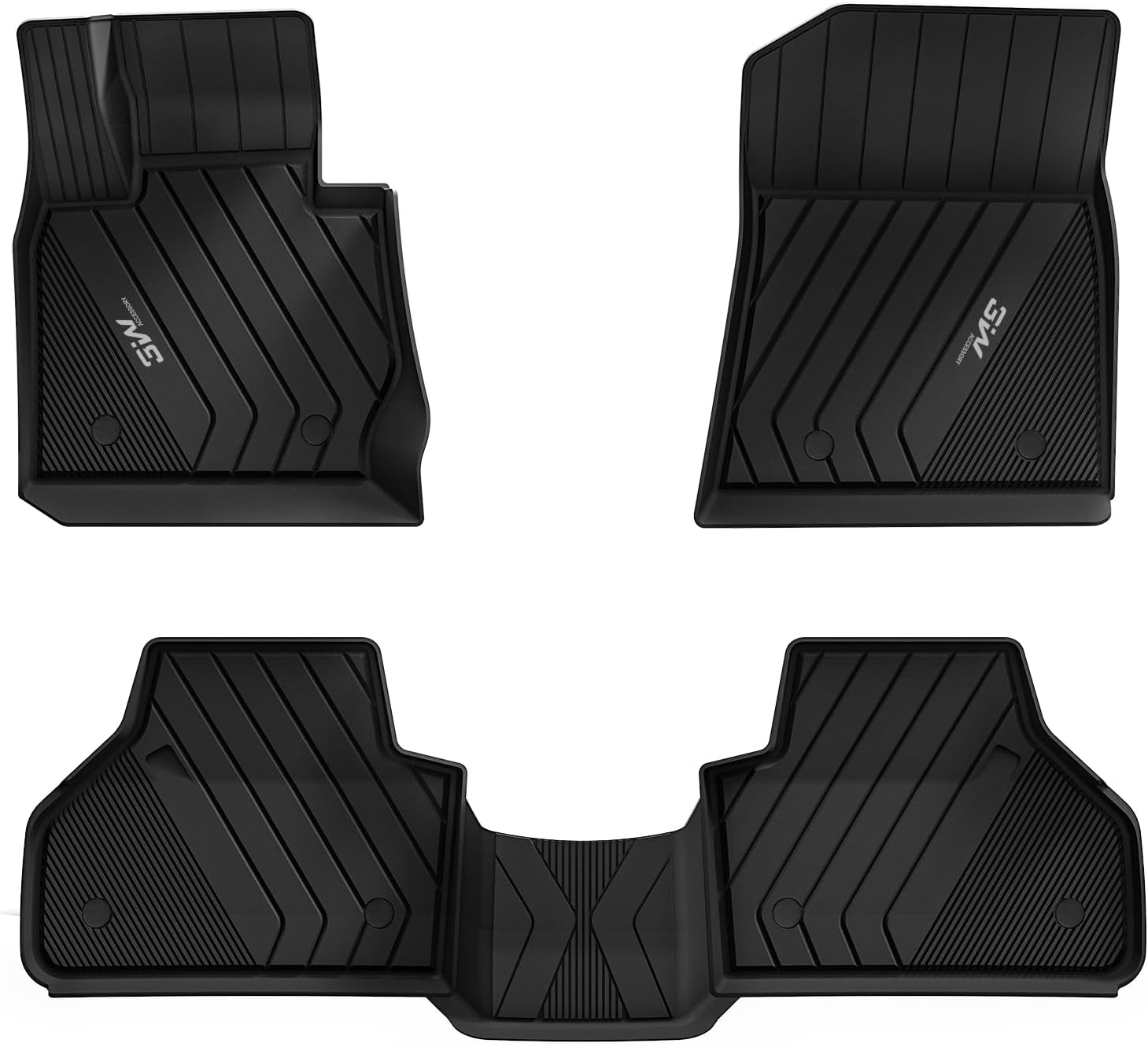 3W Floor Mats Compatible for BMW X3 F25 2011-2017 / BMW X4 2015-2018 Custom Fit TPE All Weather Floor Liner for BMW X3 / X4 1st and 2nd Row Full Set Car Mats, Black BMW X3 2011-2017 Floor Mats