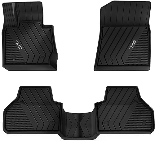 3W - Alfombrillas de piso para automóvil, para todo tipo de clima, de elastómero termoplástico (TPE), juego completo para 1 y 2 filas, color negro