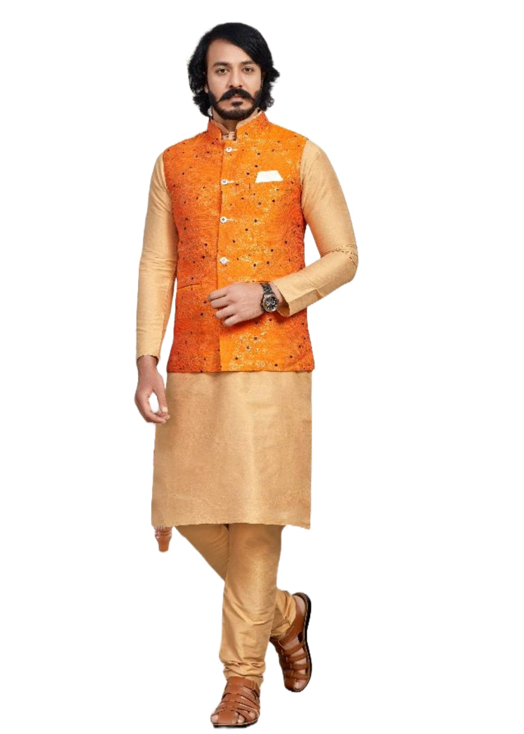 ETHNIC EMPORIUM Indian Festival Men's Designer Waistcoat Kurta Pajama Set 2655