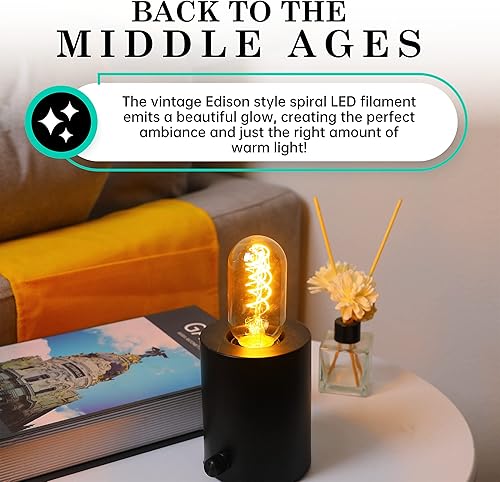 Miniatura 6 de AMDTU Bombilla LED Edison vintage, filamento en espiral súper delgado, no regulable, bombilla incandescente tubular de 25 W, repuesto suave y cálida
