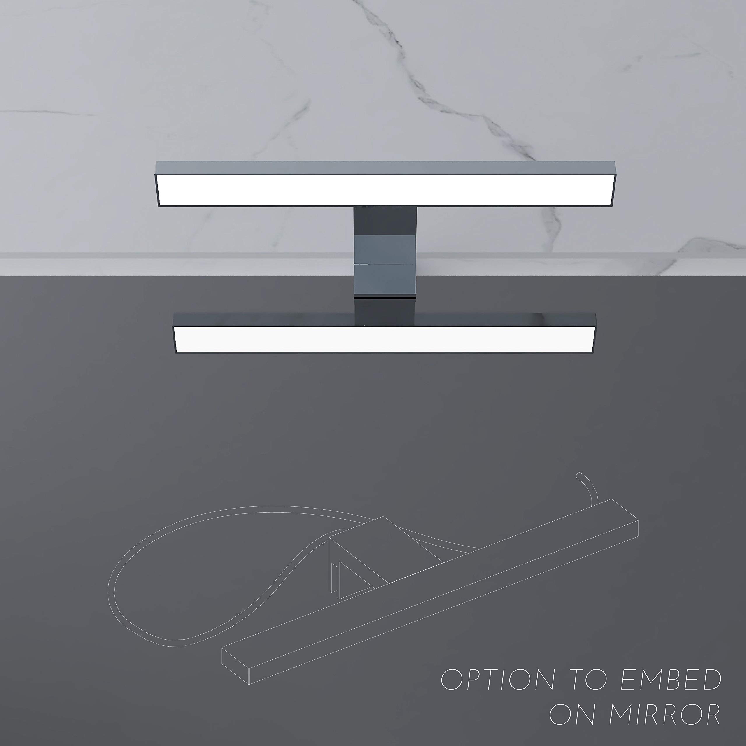 Lámpara Led espejo baño Silvia ABS 30cm, LED 7W, 550lm, IP44, 220V, 50-60Hz – 300x108x40mm – Luz blanca fría 6000K (Cromo, 30 cm 7W) (105337P)