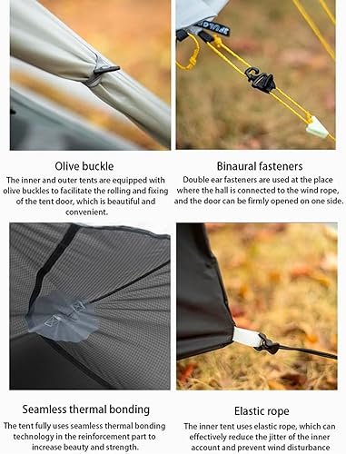Miniatura 4 de 3FULGEAR Lanshan - Tienda de campaña para 2 personas, ultraligera, 34 estaciones, profesional 15D de silnylon, sin varilla, para campamento,