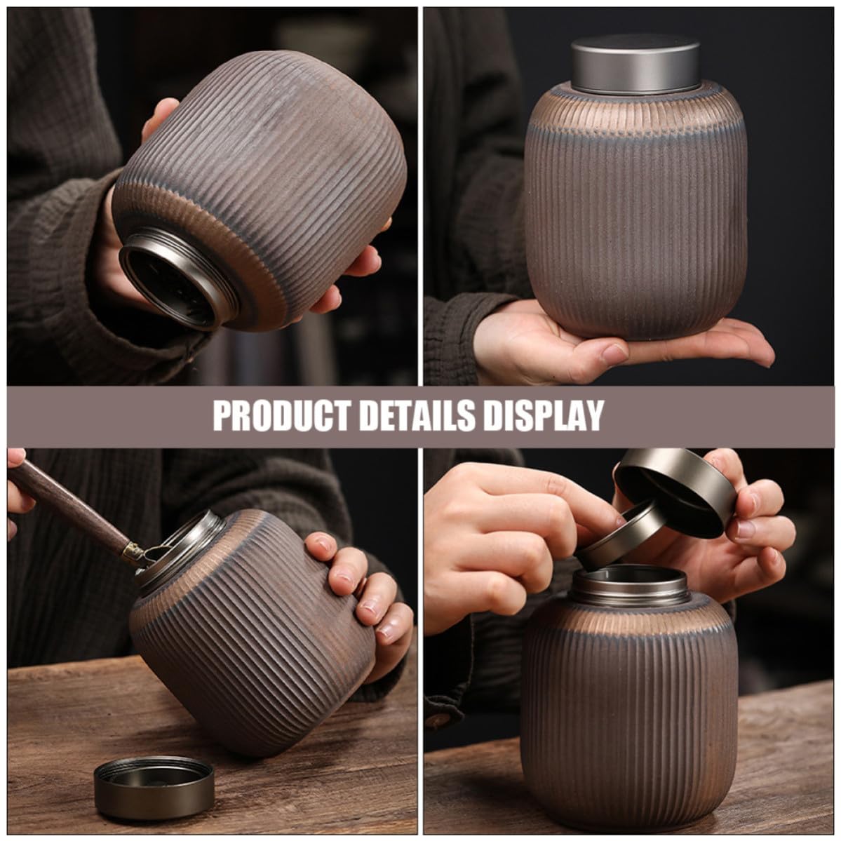 Gadpiparty Tarro de Té de Cerámica Tapa, Estilo Chino Vintage