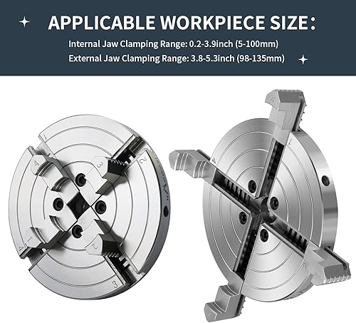 Miniatura 3 de Portabrocas de torno de madera de 6 pulgadas, 4 mordazas, torno autocentrante, rosca, 1 mandril de torno 8TPI