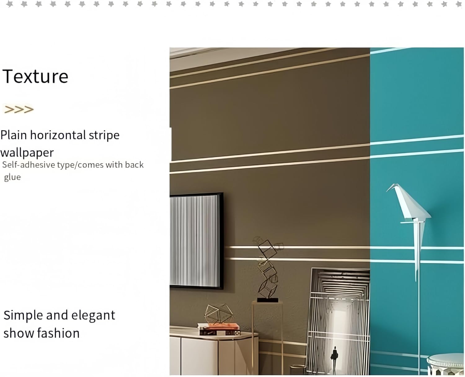 Modern 3D Geometric Lines Wallpaper, Nordic Style Luxury Wall Covering, Non-Woven Peel and Stick, Living Room Background (ZN8816 Coffee 9 M)