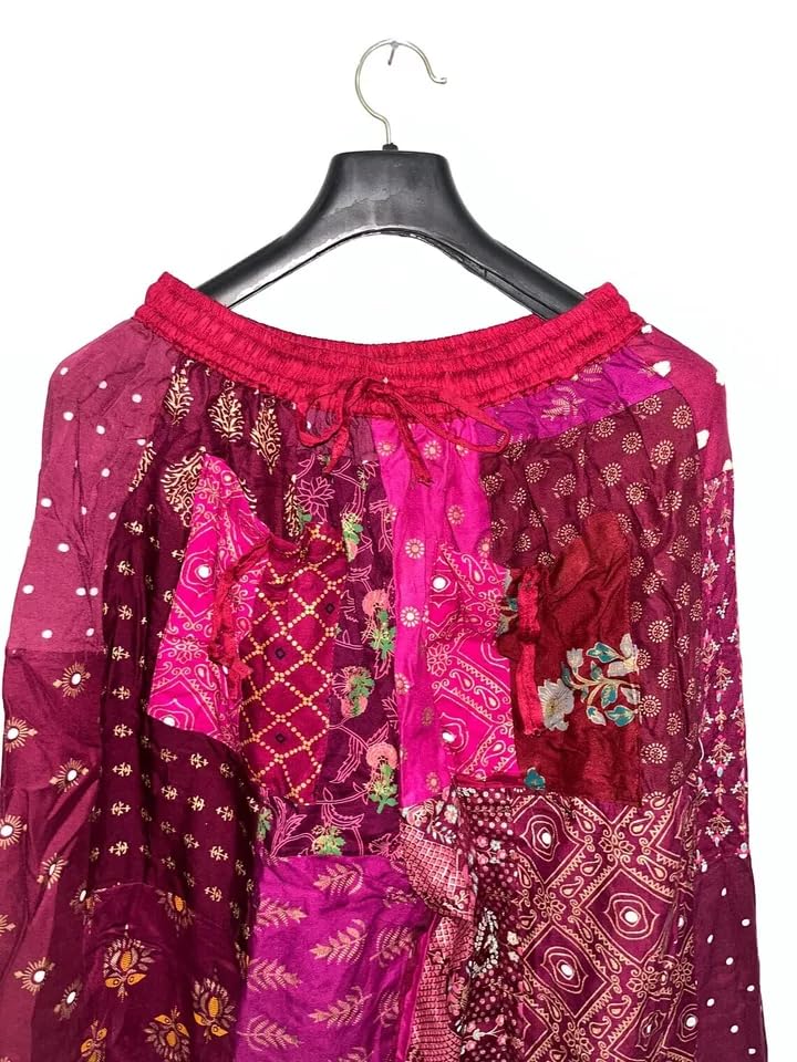 YILLE Boho Patchwork Harem Pants for Women, Casual Loose Fit Hippie Yoga Joggers with Pockets, Bohemian Lounge Comfy Palazzo4