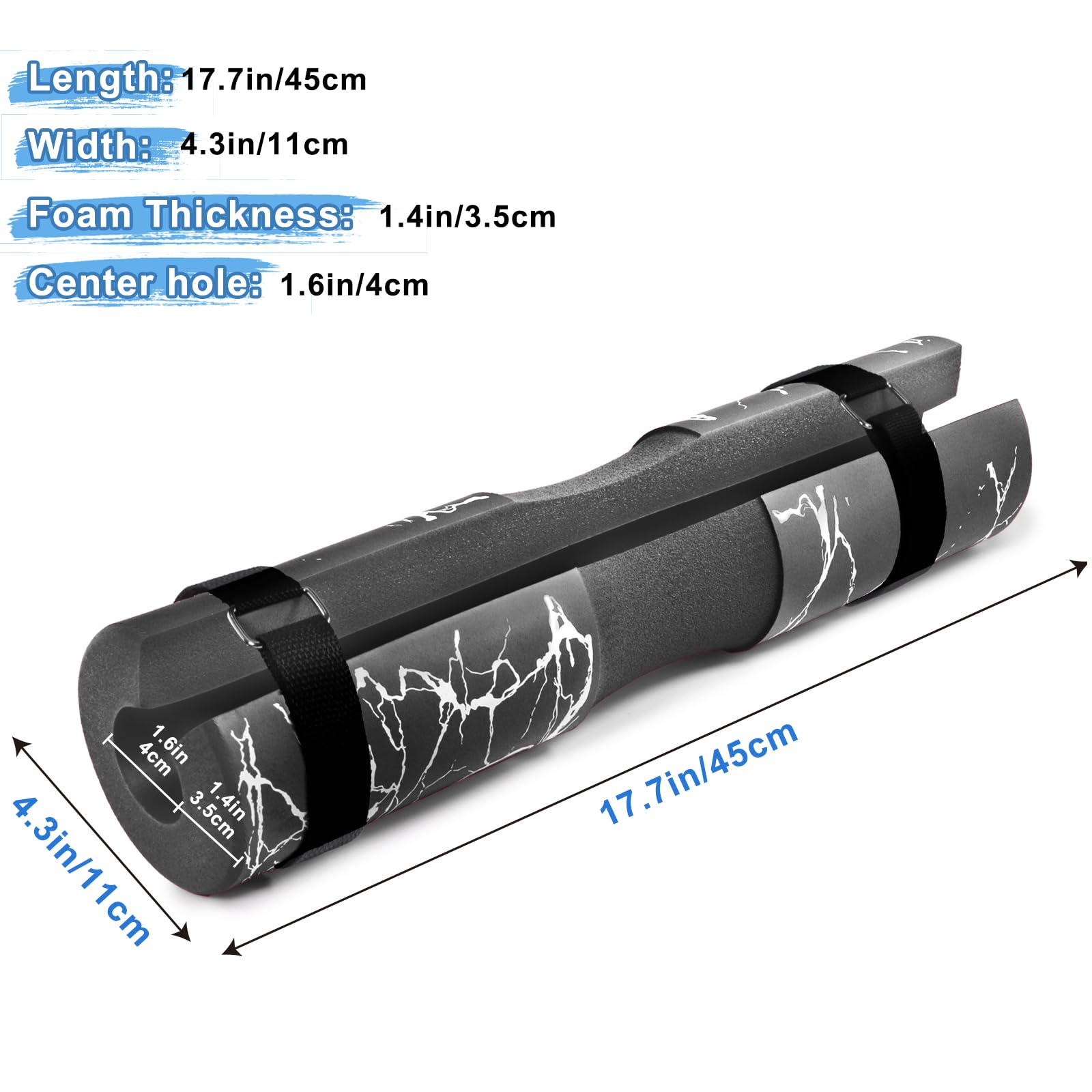 Dickplay Barbell Pad Squat Pad Comfy Extra Thick Foam Padding for Hip Thrusts Gym Fitness Work Out Heavy Duty Weightlifting Comfortable Squats Lunges Glute Bridges Fit Standard and Olympic Bars,Black - Image 3
