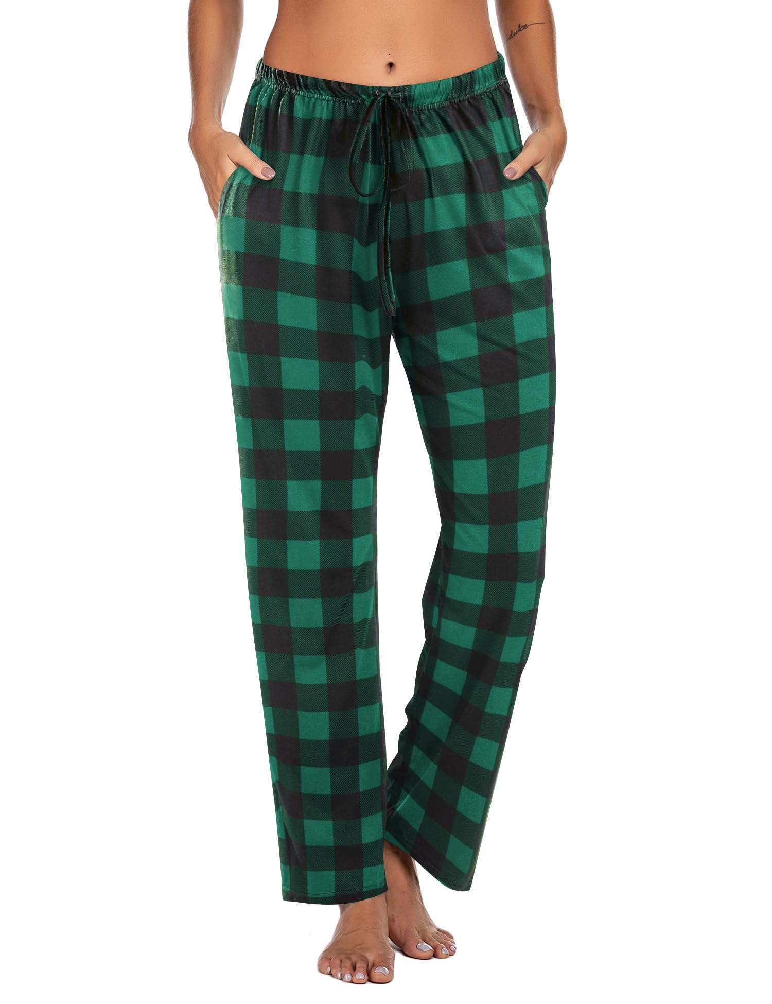 Ekouaer Women Pajama Pants Comfy Pj Bottom with Pockets Stretch Plaid Sleepwear