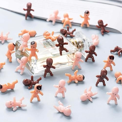 Miniatura 10 de ZYFLSQ 120 mini bebés de plástico de 12 colores pequeñas figuras de bebé de 1 pulgada para bebés pequeños para cubitos de hielo juego de baby shower