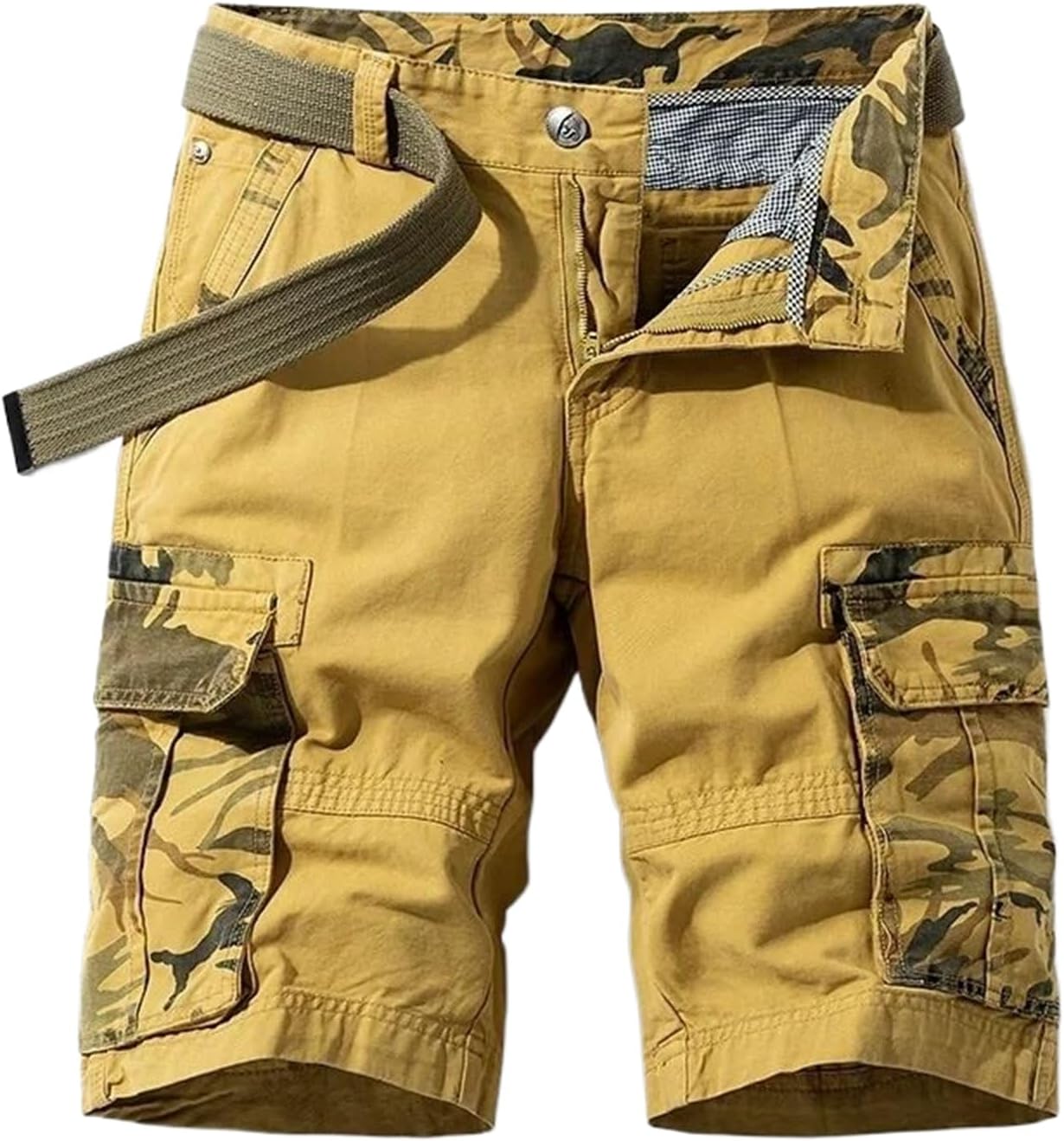 Summer Men Camo Cargo Shorts Male Beach Multi Pocket Casual Joggers Shorts