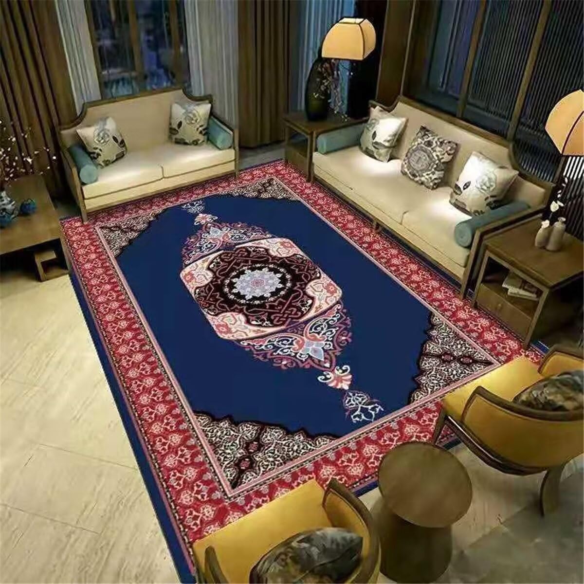 Tapis pour enfants chambre lavable grand tapis de salon rétro rouge