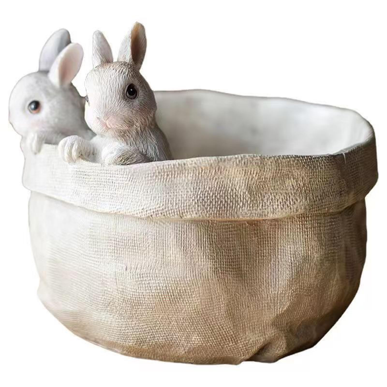 White Bunny Succulent Planter Resin Easter Bunny Potted Ornament Multi-Purpose Cute Nordic Style Planter For Home Courtyard Lawn Decoration