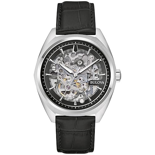 Men's Automatic Dress Classic Surveyor Watch, Black Leather Strap, Full