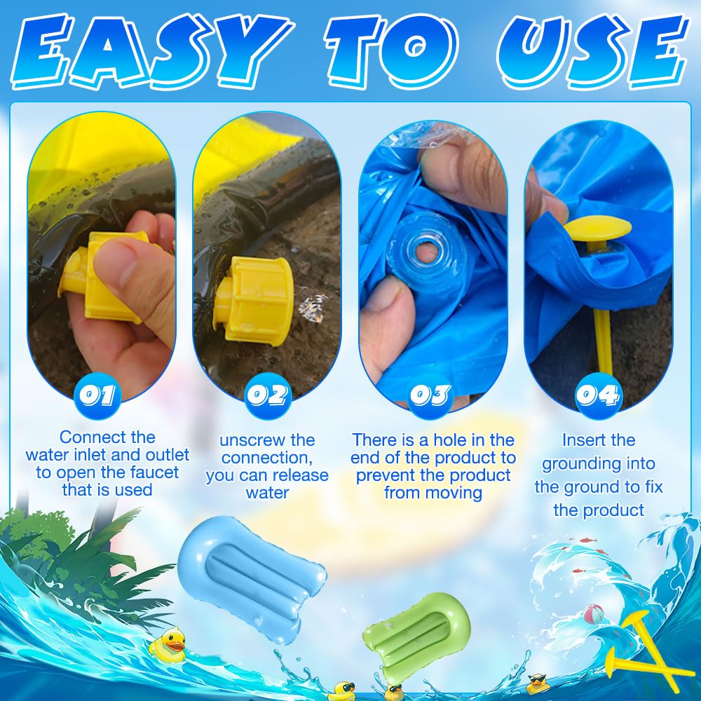 Wasserrutsche Garten für Kinder 19.7ft 600cm mit 2 Bodyboard Doppelrutsche eingebautem Sprinkler Outdoor