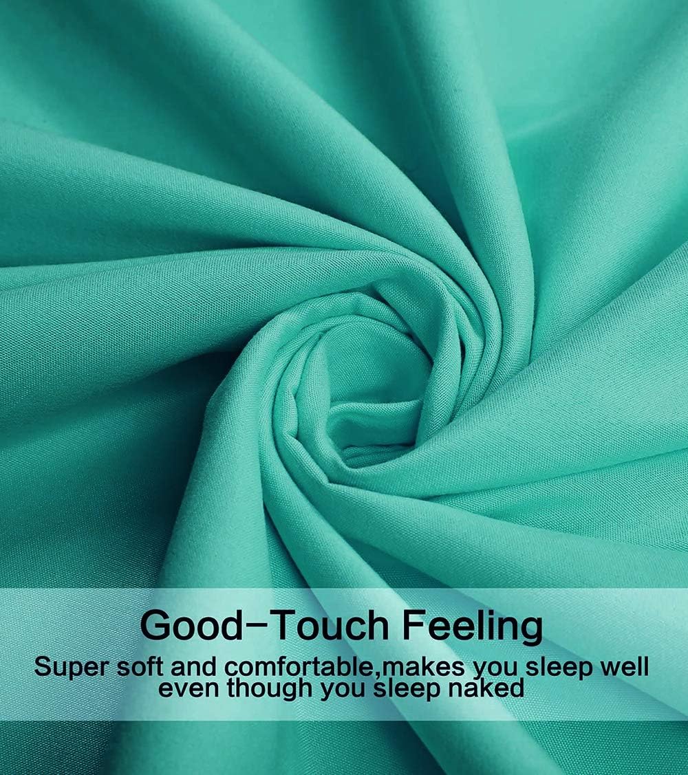 Best Season 4 Piece Bed Sheet Set (Queen Size Turquoise) 1 Flat Sheet,1 Fitted Sheet and 2 Pillow Cases,100% Brushed Microfiber 1800 Luxury Bedding,Deep Pockets,Extra Soft & Fade Resistant image 3
